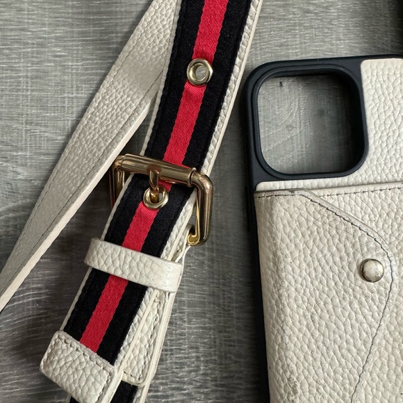 Bandolier Cream and Black Phone Case with Strap - Picture 7 of 11